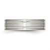 Lex & Lu Chisel Stainless Steel Brushed and Polished Ridged 6.00mm Band Ring- 3 - Lex & Lu