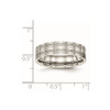 Lex & Lu Chisel Stainless Steel Brushed and Polished Ridged 6.00mm Band Ring- 6 - Lex & Lu