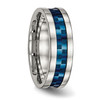 Lex & Lu Chisel Stainless Steel Polished Blue Plated 7.00mm Band Ring- 4 - Lex & Lu