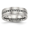 Lex & Lu Chisel Stainless Steel Brushed Twisted 7.00mm Band Ring LAL42005 - Lex & Lu