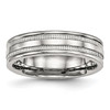 Lex & Lu Chisel Stainless Steel Polished Grooved 6.00mm Band Ring - Lex & Lu