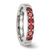 Lex & Lu Chisel Stainless Steel Polished Red CZ 4.00mm Band Ring- 5 - Lex & Lu