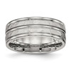 Lex & Lu Chisel Stainless Steel Polished Hammered and Grooved 8.00mm Band Ring - Lex & Lu