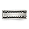 Lex & Lu Chisel Stainless Steel Antiqued & Brushed w/CZ Twisted 9.00mm Band Ring- 3 - Lex & Lu