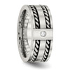 Lex & Lu Chisel Stainless Steel Antiqued & Brushed w/CZ Twisted 9.00mm Band Ring- 5 - Lex & Lu