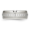 Lex & Lu Chisel Stainless Steel Polished Half Round Grooved CZ Ring- 4 - Lex & Lu