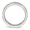 Lex & Lu Chisel Stainless Steel Brushed and Polished Grooved/Ridged Edge CZ Ring- 2 - Lex & Lu
