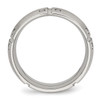 Lex & Lu Chisel Stainless Steel Brushed Half Round/Grooved CZ Ring- 2 - Lex & Lu