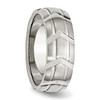 Lex & Lu Chisel Stainless Steel Grooved 8mm Brushed & Polished Band Ring- 4 - Lex & Lu