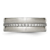 Lex & Lu Chisel Stainless Steel Brushed and Polished CZ Ring LAL42027- 3 - Lex & Lu