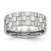 Lex & Lu Chisel Stainless Steel Polished Checkered Board CZ Ring - Lex & Lu