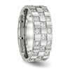 Lex & Lu Chisel Stainless Steel Polished Checkered Board CZ Ring- 4 - Lex & Lu