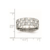 Lex & Lu Chisel Stainless Steel Polished Checkered Board CZ Ring- 6 - Lex & Lu
