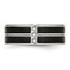 Lex & Lu Chisel Stainless Steel Polished Black IP Plated CZ Band Ring- 4 - Lex & Lu