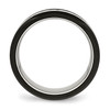 Lex & Lu Chisel Stainless Steel Polished Black Ceramic CZ Beveled Edge Ring- 2 - Lex & Lu