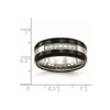 Lex & Lu Chisel Stainless Steel Polished Black Ceramic CZ Beveled Edge Ring- 7 - Lex & Lu