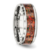 Lex & Lu Chisel Stainless Steel Polished w/Red Imitation Opal 8mm Men's Ring- 4 - Lex & Lu