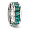 Lex & Lu Chisel Stainless Steel Polished w/Blue Imitiation Opal 8mm Men's Ring- 4 - Lex & Lu