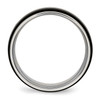 Lex & Lu Chisel Stainless Steel Polished Black IP Ridged Edged Ring- 2 - Lex & Lu