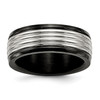 Lex & Lu Chisel Stainless Steel Polished Black IP Grooved Ring LAL42071 - Lex & Lu