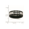 Lex & Lu Chisel Stainless Steel Brushed/Polished Black IP Grooved Blk CZ Ring- 7 - Lex & Lu