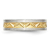 Lex & Lu Chisel Stainless Steel Grooved Yellow Plated Ladies 6mm Band Ring LAL42079- 3 - Lex & Lu