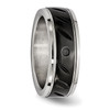 Lex & Lu Chisel Stainless Steel Polished Black IP Grooved Ring LAL42086- 4 - Lex & Lu