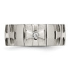 Lex & Lu Chisel Stainless Steel Crosses w/Diamond 9.00mm Brushed Band Ring- 4 - Lex & Lu