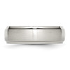 Lex & Lu Chisel Stainless Steel Ridged Edge 7mm Brushed Band Ring LAL42128- 3 - Lex & Lu