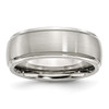 Lex & Lu Chisel Stainless Steel Ridged Edge 8mm Brushed Band Ring LAL42129 - Lex & Lu