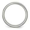 Lex & Lu Chisel Stainless Steel Grooved Edge 6mm Brushed and Polished Band Ring- 2 - Lex & Lu