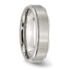 Lex & Lu Chisel Stainless Steel Grooved Edge 6mm Brushed and Polished Band Ring- 4 - Lex & Lu