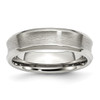 Lex & Lu Chisel Stainless Steel Concave Beveled Edge 6mm Brushed Band Ring - Lex & Lu
