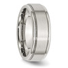 Lex & Lu Chisel Stainless Steel Ridged Edge 8mm Brushed Band Ring LAL42134- 4 - Lex & Lu