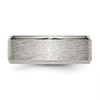 Lex & Lu Chisel Stainless Steel Ridged Edge 8mm Brushed Band Ring LAL42135- 3 - Lex & Lu