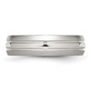 Lex & Lu Chisel Stainless Steel Grooved 6mm Brushed and Polished Band Ring- 3 - Lex & Lu