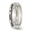 Lex & Lu Chisel Stainless Steel Grooved 6mm Brushed and Polished Band Ring- 4 - Lex & Lu