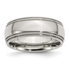 Lex & Lu Chisel Stainless Steel Grooved & Beaded 8mm Polished Band Ring LAL42140 - Lex & Lu