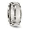 Lex & Lu Chisel Stainless Steel Grooved & Beaded 8mm Polished Band Ring LAL42140- 4 - Lex & Lu