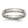 Lex & Lu Chisel Stainless Steel Grooved and Beaded 4mm Polished Band Ring - Lex & Lu
