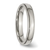 Lex & Lu Chisel Stainless Steel Grooved and Beaded 4mm Polished Band Ring- 4 - Lex & Lu