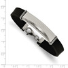 Lex & Lu Chisel Stainless Steel Polished Rubber ID Bracelet- 3 - Lex & Lu