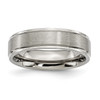 Lex & Lu Chisel Titanium Ridged Edge 6mm Brushed and Polished Band Ring LAL42290 - Lex & Lu