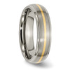 Lex & Lu Chisel Titanium Ridged Edge 14k Yellow Inlay 6mm Brushed Band Ring- 4 - Lex & Lu