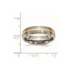 Lex & Lu Chisel Titanium Ridged Edge 14k Yellow Inlay 6mm Brushed Band Ring- 6 - Lex & Lu