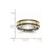 Lex & Lu Chisel Titanium Grooved 14k Yellow Inlay 6mm & Antiqued Band Ring- 6 - Lex & Lu