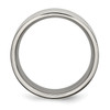 Lex & Lu Chisel Titanium Grooved 9mm Polished Band Ring- 2 - Lex & Lu