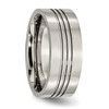Lex & Lu Chisel Titanium Grooved 9mm Polished Band Ring- 4 - Lex & Lu