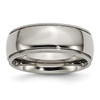 Lex & Lu Chisel Titanium Grooved and Beaded Edge 8mm Polished Band Ring LAL42342 - Lex & Lu