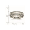 Lex & Lu Chisel Titanium Grooved and Beaded Edge 6mm Polished Band Ring LAL42343- 6 - Lex & Lu